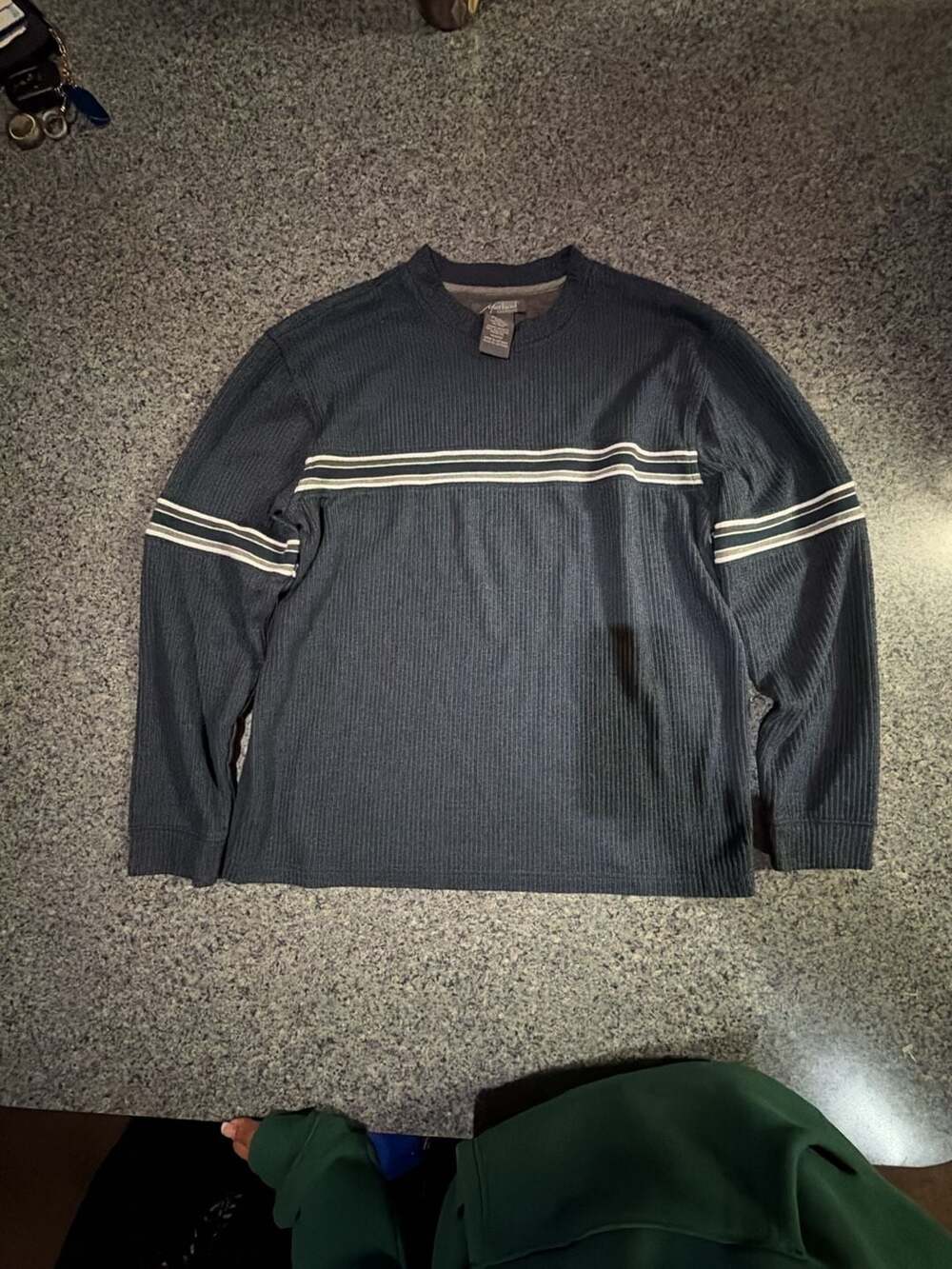 Method Long Sleeve Ribbed Knit Shirt Size M Navy Striped Y2K